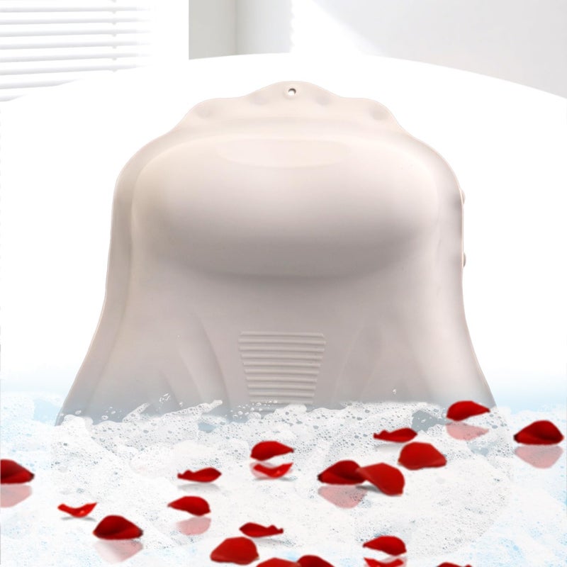 Deenwada Silicone Bath Pillow for Tub – Ergonomic Bathtub Headrest with Inflatable Air Cushion, Non-Slip Suction Cups & Neck/Back Support – Comfortable Spa Bath Accessory for Relaxation (Cream White) - Image 1